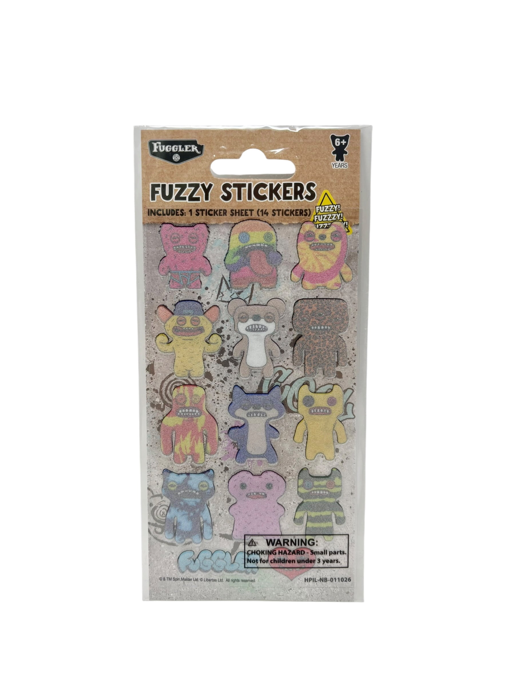 Fuggler Fluffy Blue & Purple Pencil Case Bundle with Fuzzy Sticker Set – Funny Monster Zipper Pouch, Multi-Purpose Organizer for Pens, Makeup & Travel Accessories