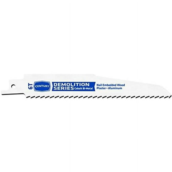 Century Drill & Tool 7604 Contractor Series Cobalt Bi-Metal Demolition Reciprocating Saw Blade, 6" by 6T