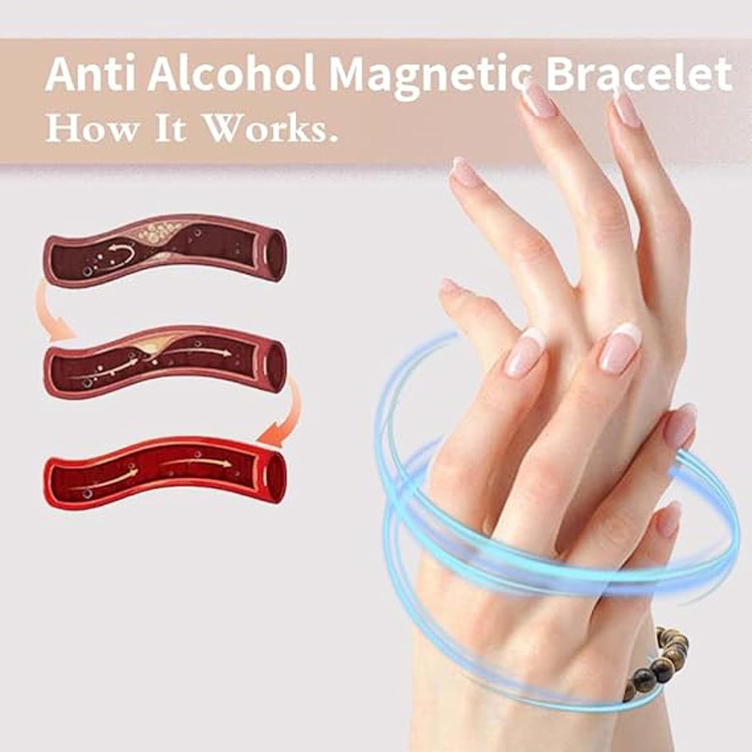 3PCS Glame Anti-Alcohol Bracelet, Adjustable Glame Anti Alcohol Magnetic Bracelet, Tigers Eye Bracelets for Men and Women
