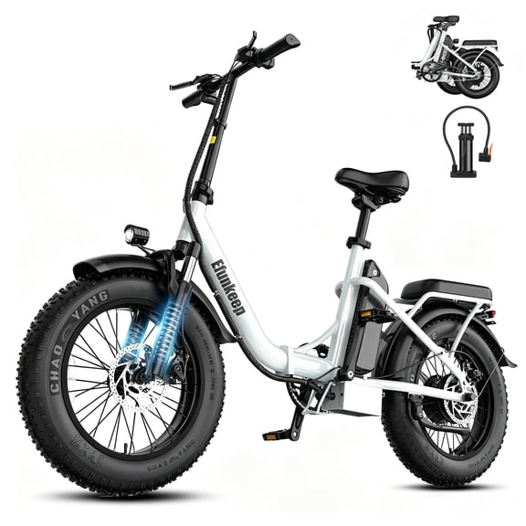 Efunkeep 750W Adult Step-Through Electric Bike, Foldable 16" Fat Tire E-Bike, 50-mile Range, UL Certified, with Basket & Rear Seat