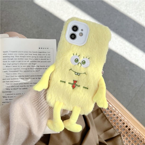 Funda de teléfono suave de felpa para iPhone, carcasa cálida de piel rosa con dibujos de monstruos y animales para iPhone 14Pro Max, 13, 12, 11 Pro Max, XS Max, XR, 7, 8 Plus, Invierno Fivean unisex