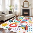 thumbnail image 2 of Children's Day Area Rugs 8'x10', Washable Small Throw Rugs for Living Room Patio, Cartoon Cute Watercolor Truck Cat Indoor Outdoor Rug Non-Slip Low Pile Carpet Runner Reversible Floor Mats, 2 of 8