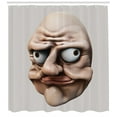thumbnail image 3 of Ambesonne Humor Shower Curtain, Grumpy Internet Troll, 69"Wx84"L, Eggshell and Tan, 3 of 3