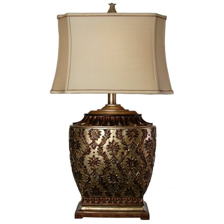 Jane Seymour - Table Lamp - Antique Platinum+Barbados Finish - Beige Fabric Shade