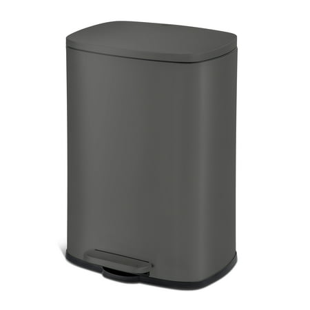 qualiazero 13.2 gallon trash can  rectangular step on kitchen trash can  matte grey