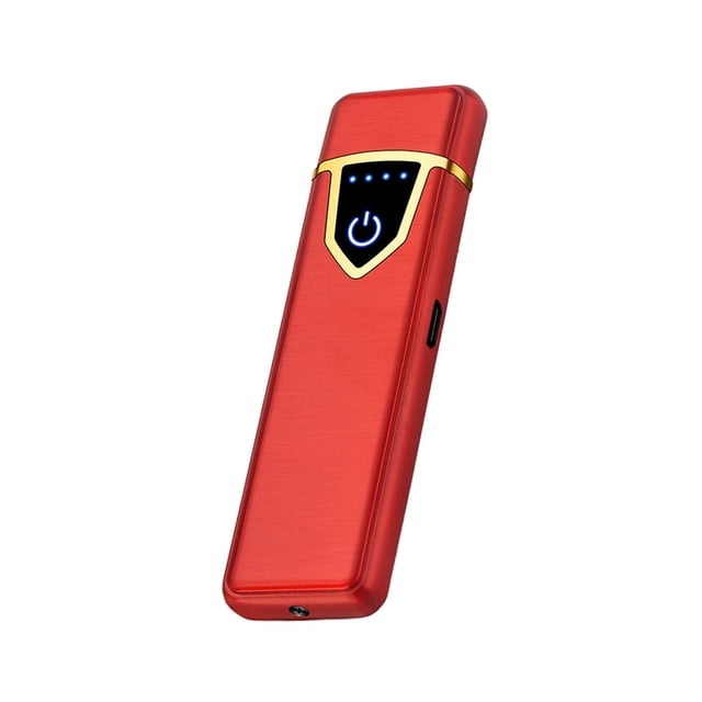 Red Slim Usb Rechargeable Electric Lighter Flameless Arc Plasma Design Windproof And Safe For Indoor And Outdoor Use