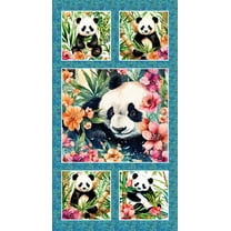 Panda Paradise Digital 24" Panel Cotton Fabric