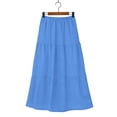 thumbnail image 4 of Arlun Women's Summer Casual Elegant Layered Tiered Maxi Skirts Elastic High Waisted Eyelet A Line Flowy Long Skirts with Pockets Loose Comfort Solid Color Vacation Skirt 2026 Blue XL, 4 of 5