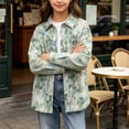 thumbnail image 5 of WAVSUF Girls Long Sleeve Jean Jacket Soft Comfort Lightweight Loose Fit Spring Casual Denim Blouse Green 7-8, 5 of 10