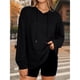 thumbnail image 4 of Sudadera con Capucha para Mujer, Informal, de Punto Gofre, de Larga, con Cordón Ajustable, Ligera, con Capucha Negro M, 4 of 8