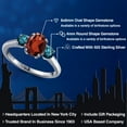 thumbnail image 2 of Gem Stone King 2.04 Ct Oval Red Garnet Blue Diamond 925 Sterling Silver Ring, 2 of 6