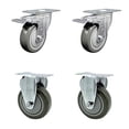 thumbnail image 2 of Polyurethane Swivel Top Plate Caster Set of 4 with 4 Inch Gray Wheels - Includes 2 Swivel with Total Locking Brakes and 2 Rigid - 1400 lbs. Total Capacity - Service Caster Brand, 2 of 4