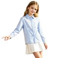 thumbnail image 5 of FYDUU Kids Boys Girls Long Sleeve Striped Shirt Turndown Collar Button Down Shirts Fall Back To School Shirt Formal Children's Tops 6-7 Years, 5 of 6