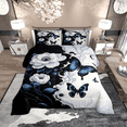 thumbnail image 2 of Manfei Vintage Butterfly Bedding Sets King with Comforter for Girls, Spring Flower Floral Duvet Insert, Black White Marbling Comforter Sets King Size, Super Cozy Room Decorative, 3pcs Reversible, 2 of 8