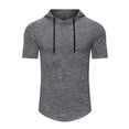 thumbnail image 2 of SSAAVKUY Men's Quick Dry Short Sleeve Active Athletic Hoodie Pullover Sweatshirt Gym Workout Lightweight Hoodie Casual Sports Shirts Dark Gray S, 2 of 4