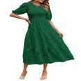 thumbnail image 1 of AMERTEER Femmes S Été Puff Manches Robe Smoking Floral en Vrac Fluide Robe Haute Taille Dentelle Floral Étagé Midi Robe Bleu Ciel XL, 1 of 4