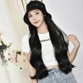 thumbnail image 3 of DOPI Human Hair Wigs For Women Black Color Natural Lace Hair Hat Wig One Wig Female Long Curly Hair Big Wave Wig Set Hat, 3 of 3