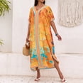 thumbnail image 5 of WTOBBY Women's Floral Cover Up Dress, Colorful Loose Fit Bikini Beach Robe Sun Protective Smock Free Size for Pool Vacation Resort Wear and Swim Cover,Orange, 5 of 5