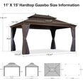 thumbnail image 5 of PURPLE LEAF 11' X 15' Outdoor Hardtop Gazebo Patio Wide Aluminum Frame Metal Double Roof with Heavy Duty Netting and Curtains for Permanent Hard Top Pavilion Screen, Navy Blue, 5 of 9