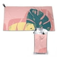 thumbnail image 1 of YFYANG Adult Microfiber Portable Travel Towel, Pink Tropical Foliage Quick Dry Towel with Hiking Buckle PVC Pouch, 16" x 31.5", 1 of 6