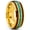 Gold, variant on Mens Goldtone Tungsten Wedding Band Engagement Ring Koa Wood Crushed Turquoise 8mm