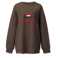 thumbnail image 2 of Gibobby Sudadera de Navidad para mujer Camisa de manga larga estampada con estampado de sombrero navideño a la moda para mujer - Top elegante sin capucha(Marrón,CH), 2 of 4