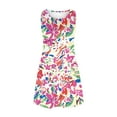 thumbnail image 4 of Pejock Summer Dresses for Women Beach Floral Tshirt Sundress Sleeveless Pockets Casual Loose Tank Dress White B S (US Size: 4), 4 of 4