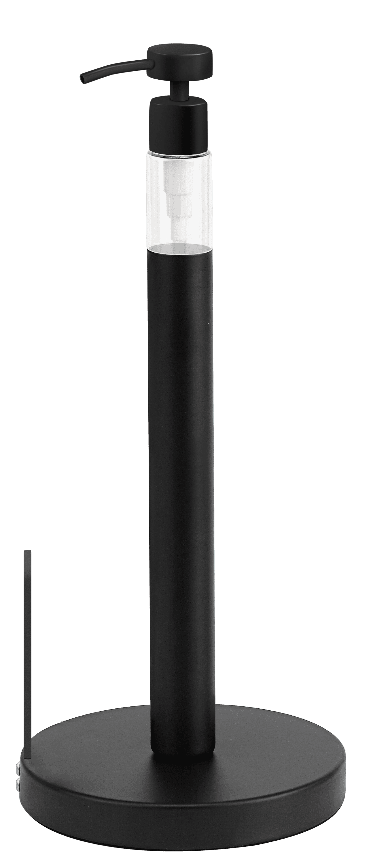 SunnyPoint Heavy Weighted Paper Towel Holder Stand with Built-in Pump Bottle – Matte Black