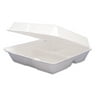 Dart Foam Hinged Lid Containers, 3-Compartment, 9.25 x 9.5 x 3, White, 200/Carton -DCC95HT3R