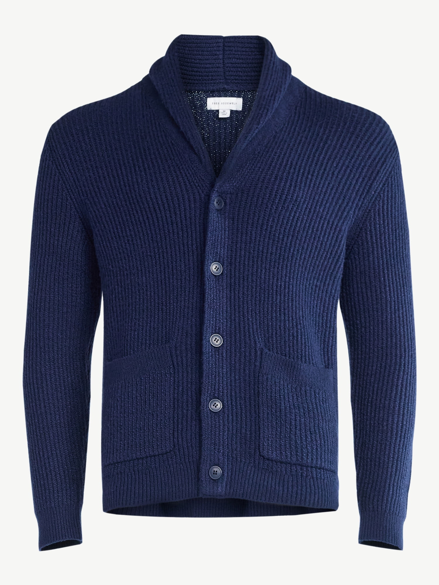 Free Assembly Men's Shawl Collar Cardigan Sweater, Sizes XS-3XL