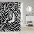 thumbnail image 2 of Manfei Graffiti Tiger Shower Curtain 72Wx72L, Abstract Zebra Print Bathroom Curtain, White Gray, 2 of 5