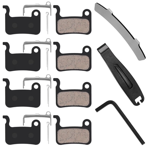 4 Pairs Bike Brake Pads, with 3 Installation Tools, Compatible for Shimano Brake Pads Deore XT SLX Hone Alfine Saint LX M596 M595 XTR M975 M966 M965 Disc Brake MTB Bicycle Brake Pads