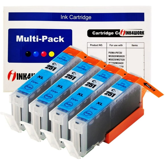 INK4WORK Compatible Ink Cartridge Replacement for Canon CLI-251XL CLI-251 XL for PIXMA MX722 MX922 iP7220 iP8720 iX6820