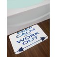 thumbnail image 2 of Fitness Bath Mat, Keep Calm and Work Out Popular Famous Phrase with Night Sky Galaxy Celestial, Non-Slip Plush Mat Bathroom Kitchen Laundry Room Decor, 29.5 X 17.5 Inches, Dark Blue White, Ambesonne, 2 of 2