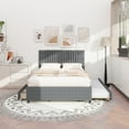 thumbnail image 2 of Full Size Upholstered Platform Bed with 2 Drawers and 1 Twin Size Trundle, Classic Headboard Design, Gray, 2 of 16