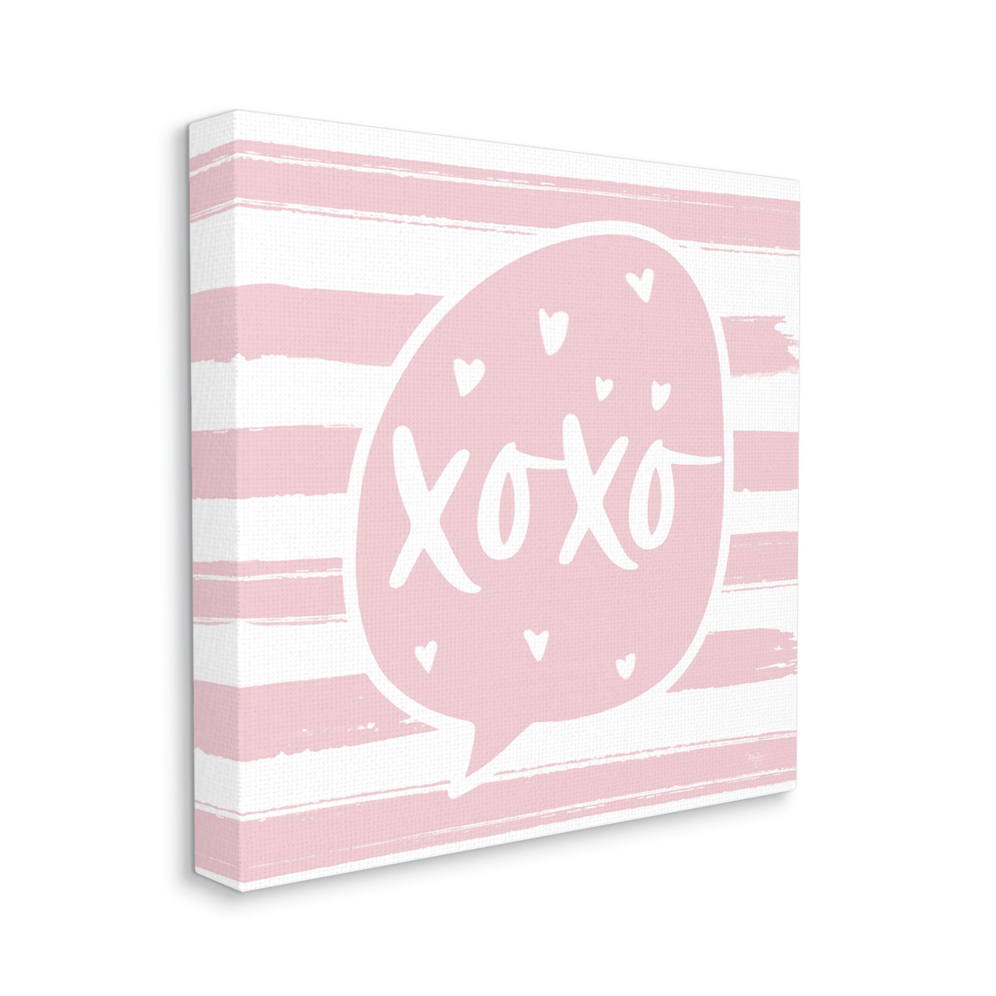 Stupell Industries Xoxo Speech Bubble Cute Striped Heart Pattern Graphic Art Gallery Wrapped Canvas Print Wall Art, Design by Mollie B.