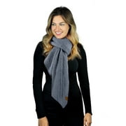 C.C Women's Boucle Knit Bias Cut Whipstitched Edged Long Scarf Wrap, Denim