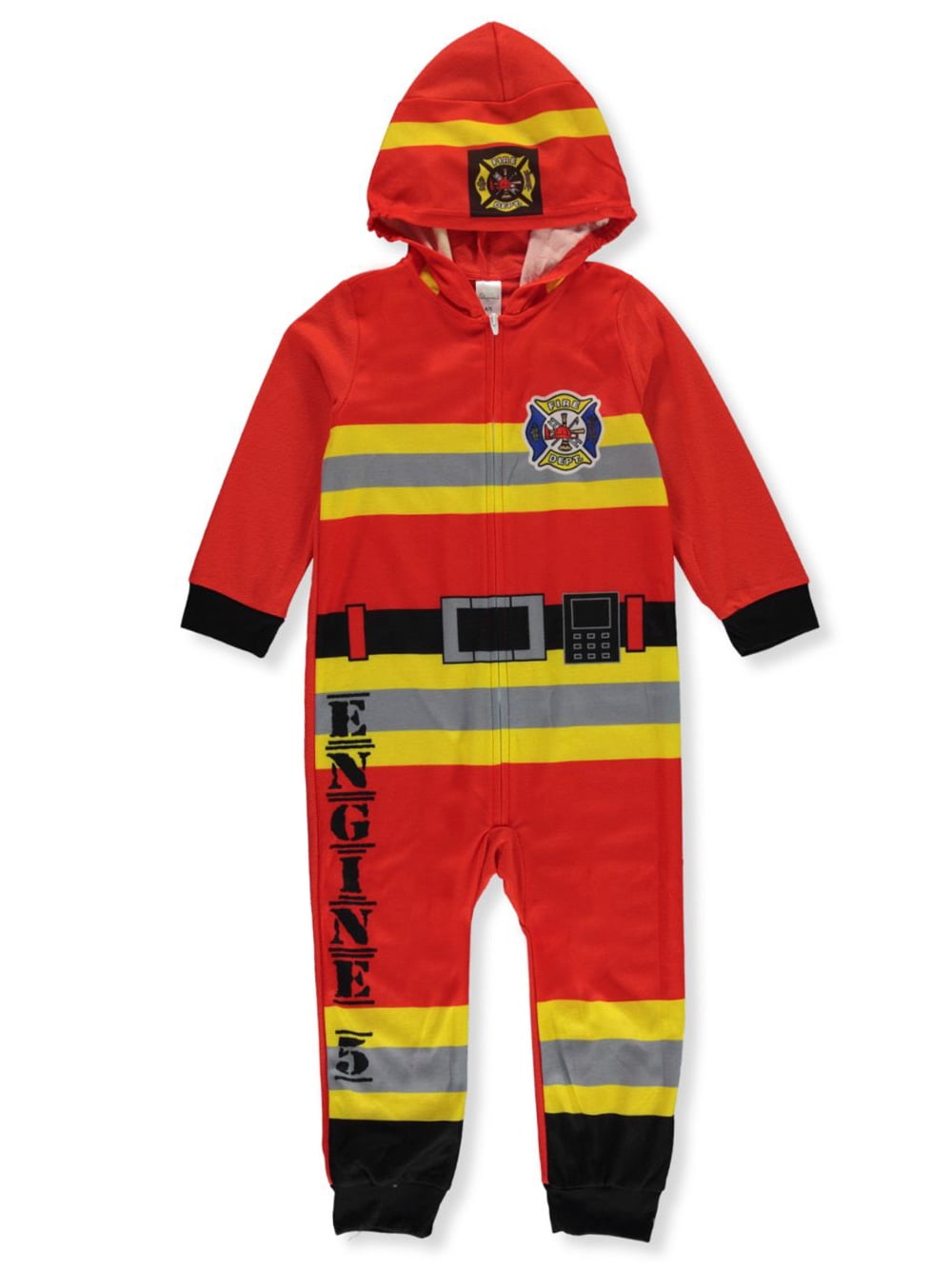 Sleepimini Boys' Fireman Hooded Pajama Suit - red, 3t