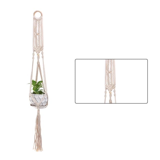 Billuyoard Cestas colgantes 100 hechas a mano, soporte para plantas, macramé, colgador de plantas, maceta para colgar en la pared interior, soporte para Jardín y Patio No.05 Billuyoard HA001777-05