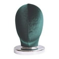 thumbnail image 1 of Cabeza de bloque de lienzo para exhibición de peluca, independiente con Base de PVC, cabeza de entrenamiento, cabeza de maniquí para peinado, gorro de Terciopelo verde, 1 of 10