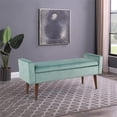thumbnail image 2 of HomePop Fulton Banc de Rangement Moderne en Tissu de Velours, Bleu Aqua, 2 of 11