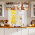 thumbnail image 2 of Valances for Windows Thanksgiving Pumpkin Gnome Rod Pocket Short Curtain for bathroom living room bedroom Fall Leaf on Black Plaid 1 Panel 54x18in, 2 of 9