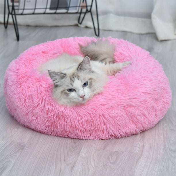 Luxury Fluffy Pet Bed For Cats Small Dogs Round Cuddler Plush Cozy Self