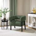 thumbnail image 6 of CRXX Corduroy Barrel Accent Chair, Modern Upholstered Armchair with Solid Wood Legs, Cozy Leisure Chair with Pocket Coiled Seat for Living Room, Bedroom, Reading Nook Dark Green, 6 of 10