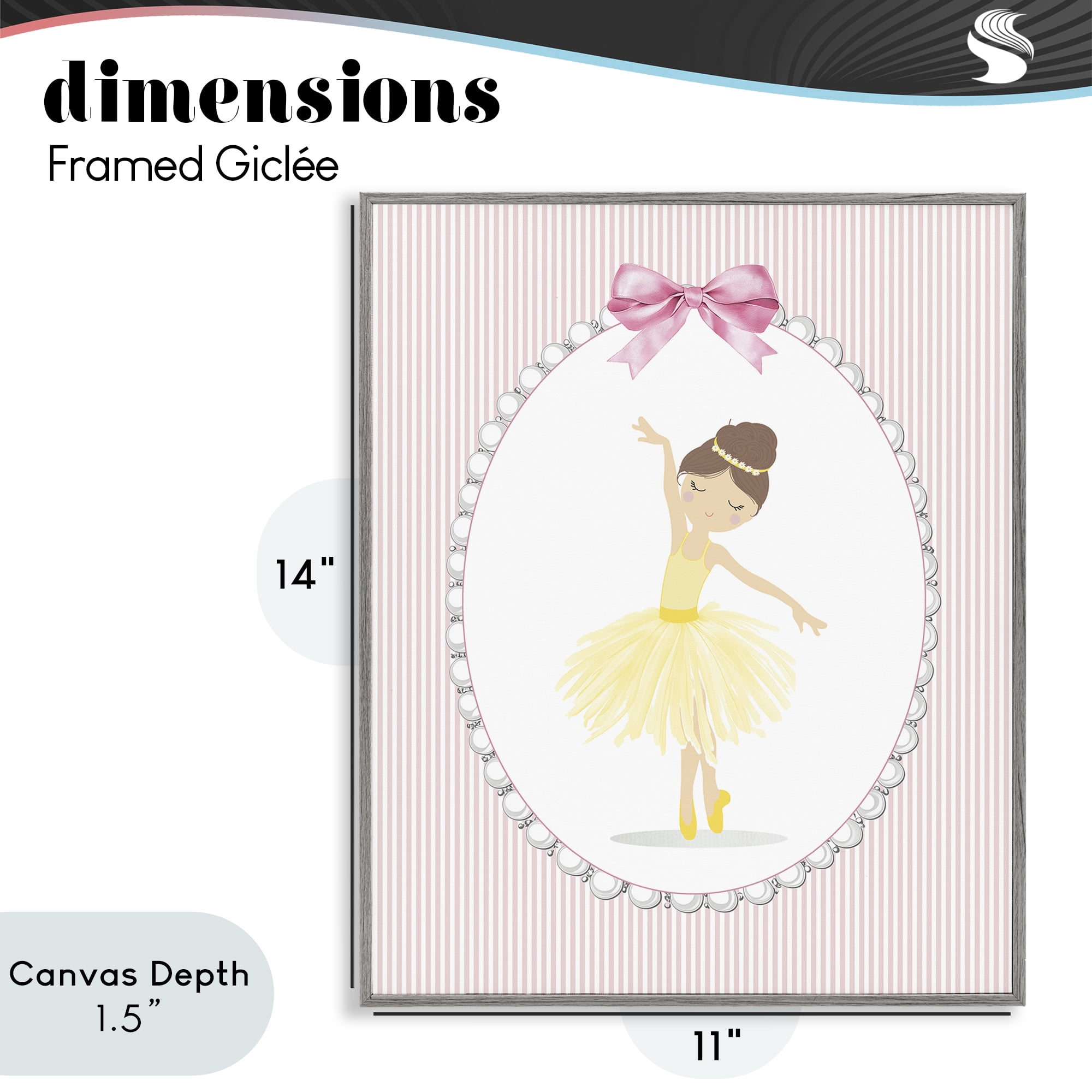Stupell Industries Dainty Dance on Stripes Gray Framed Giclee Art, design by Christine Simpson Art