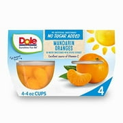 Dole Fruit Bowls Mandarin Oranges, No Sugar Added, Back To School, Gluten Free Healthy Snack,, 4oz, 4 Cups