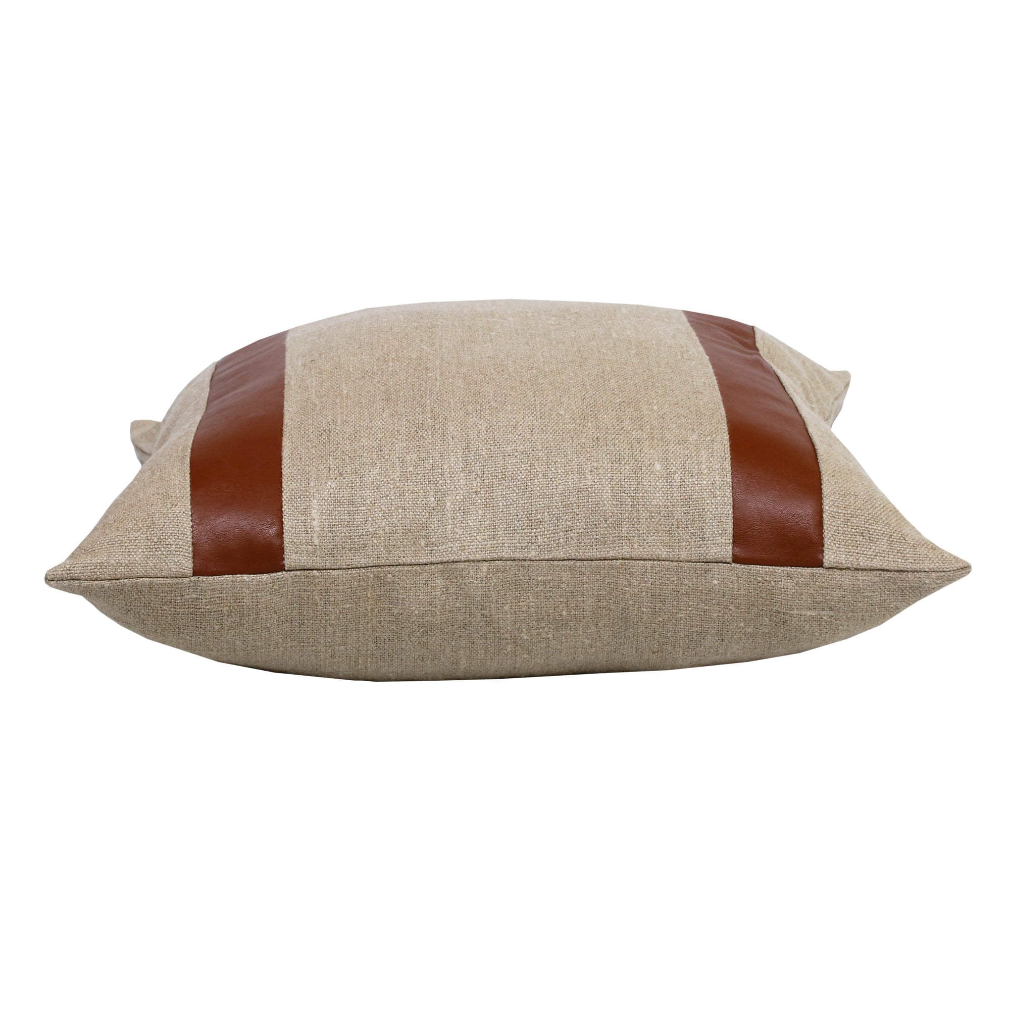 Harlow Hill Faye Beige/Brown Striped 20" x 20" Linen Adult Decorative Feather Filled Pillow