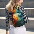 thumbnail image 5 of Bingfone Red And Blue Fire Peacock Print Canvas College Laptop Backpack, Large Capacity Lightweight College Bookbag Casual Daypack-Small, 5 of 5