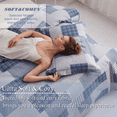 thumbnail image 6 of Smuge 3 Piece King Size Reversible Check Plaid Patchwork Quilt Set, Lightweight Soft Microfiber Coverlet Bedspread,Blue White Grey Plaid, 6 of 10