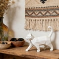 thumbnail image 4 of Geometric Knick Knacks Cat Statue - Modern Resin Sculpture for Home Decor Minimalist Bookshelf Desk Figurine Small White Trinkets for Shelf Decor Office Decoration Accent 6x5x1.6 Inches, 4 of 4